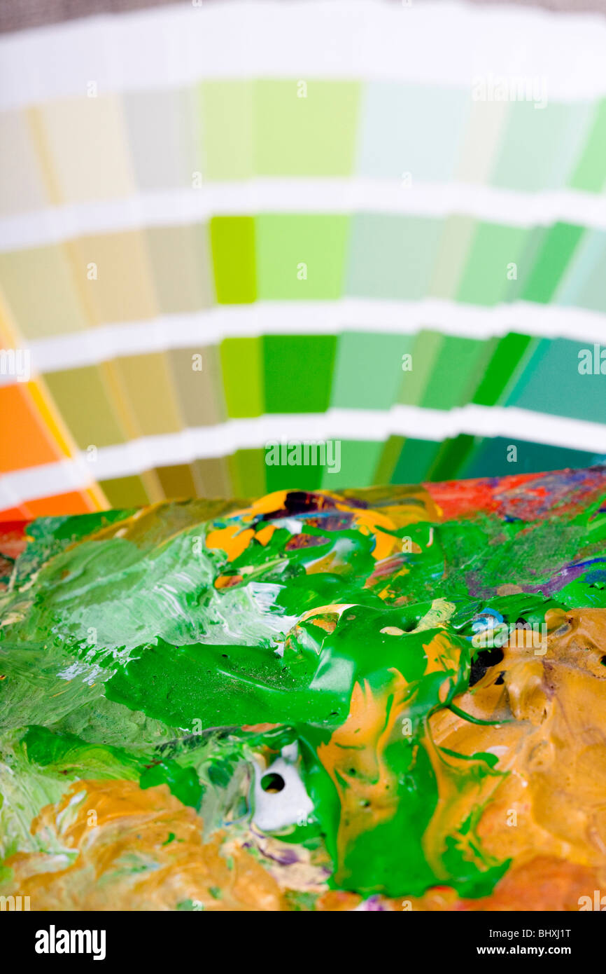 Color sampler compared to artistic paint Stock Photo - Alamy