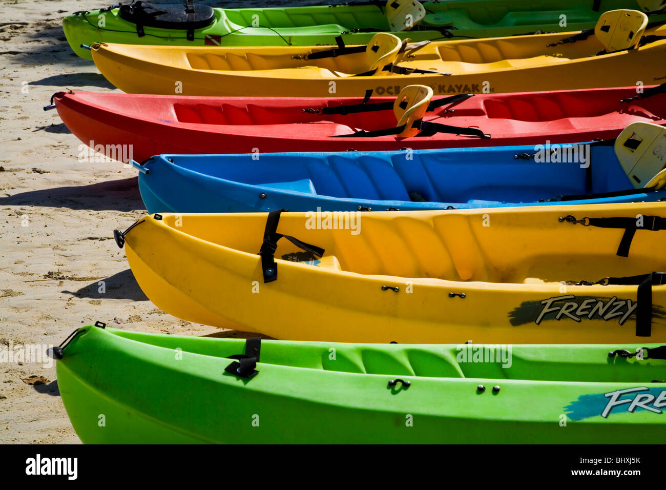 colorful plastic kayak boats Stock Photo Alamy