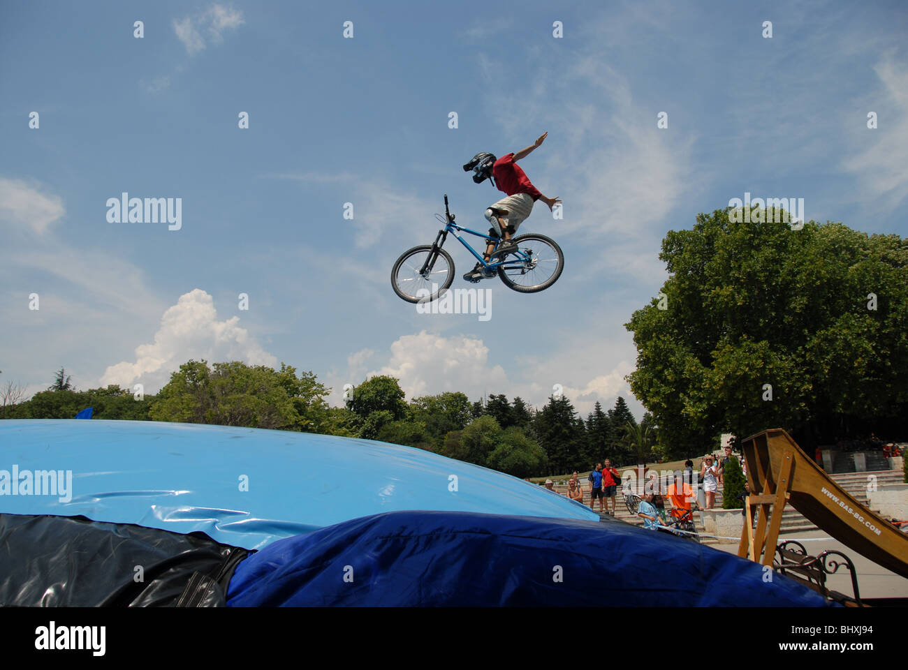 bike bicyclist jump Stock Photo Alamy