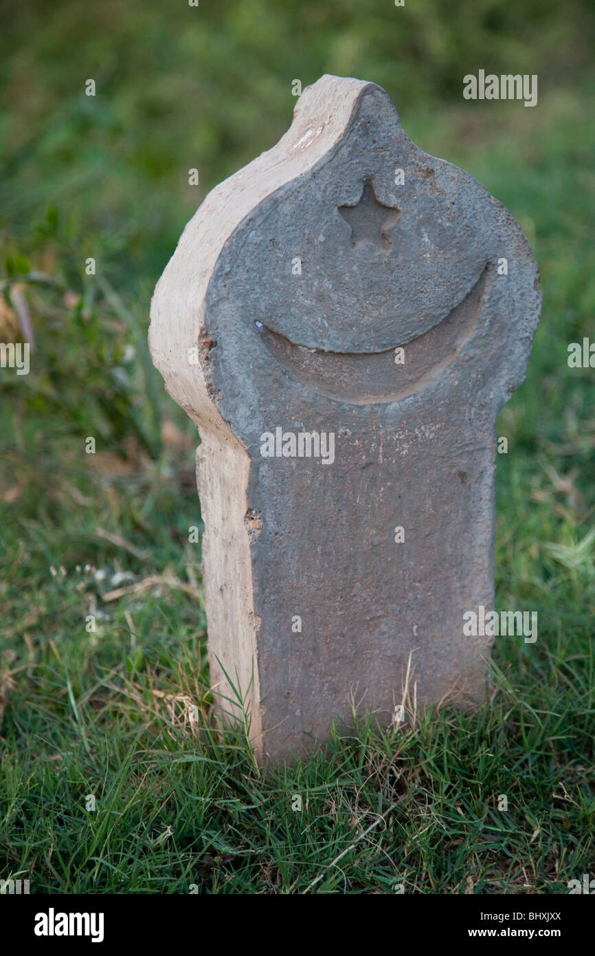 Muslim grave-stone in a Cham cemetery - Phnom Penh, Cambodia Stock