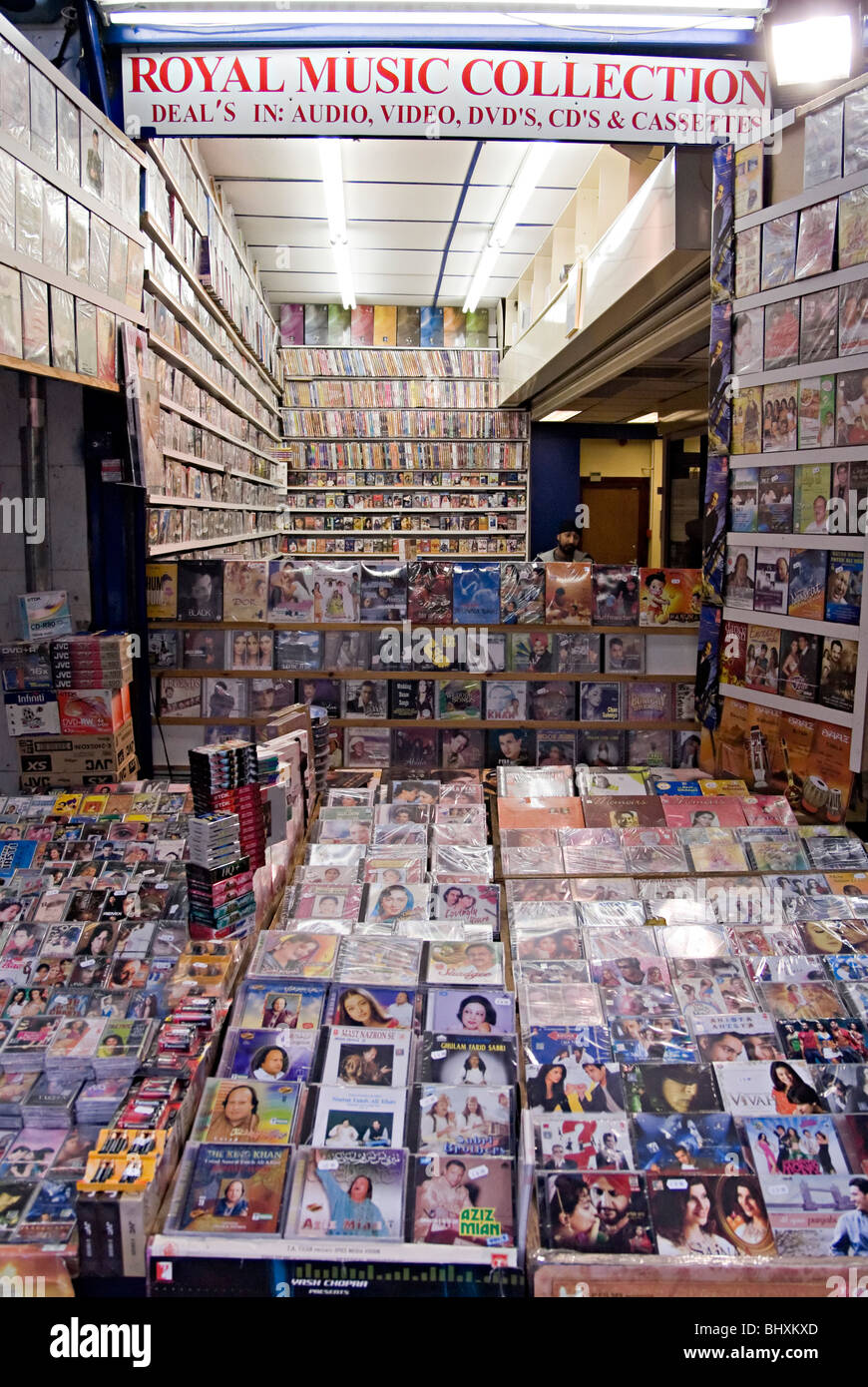 British asian indian music shop with rows of bhangra and hindi cds in  southall london Stock Photo - Alamy