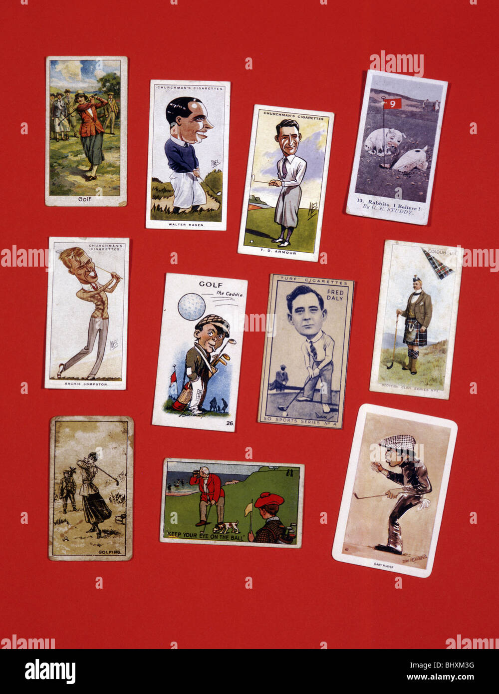 Cigarette cards, various golfers, 20th century. Artist Unknown Stock Photo Alamy