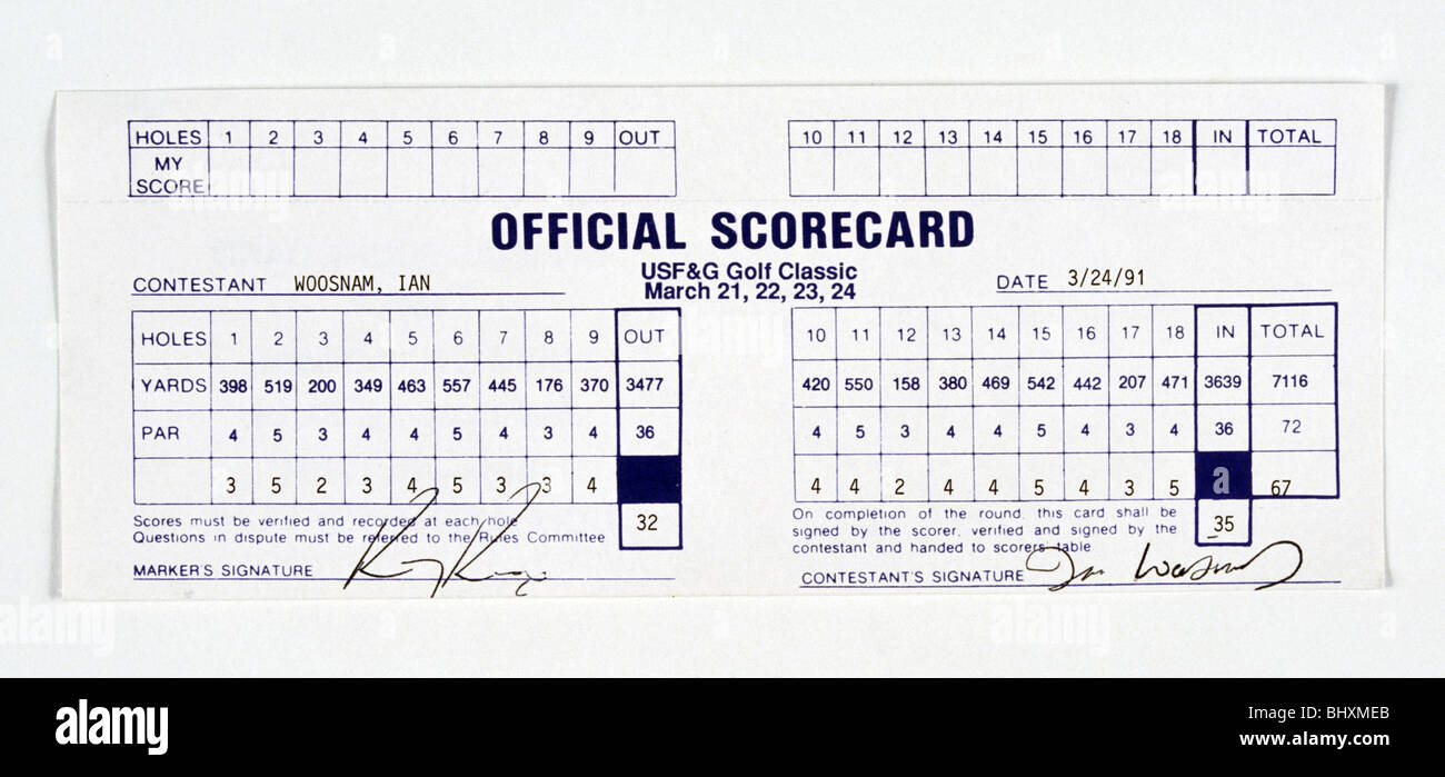 Sport golf scorecard hi-res stock photography and images - Alamy