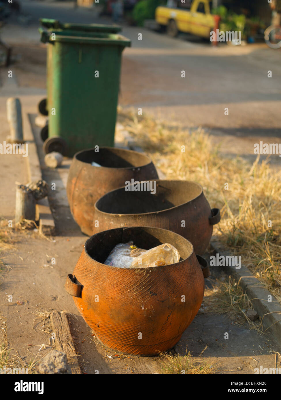 Rubbish bins made from recycled car tires Stock Photo Alamy