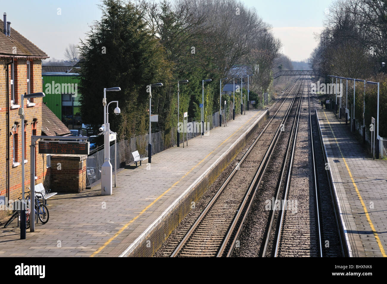 Railway lines into distance Stock Photo Alamy
