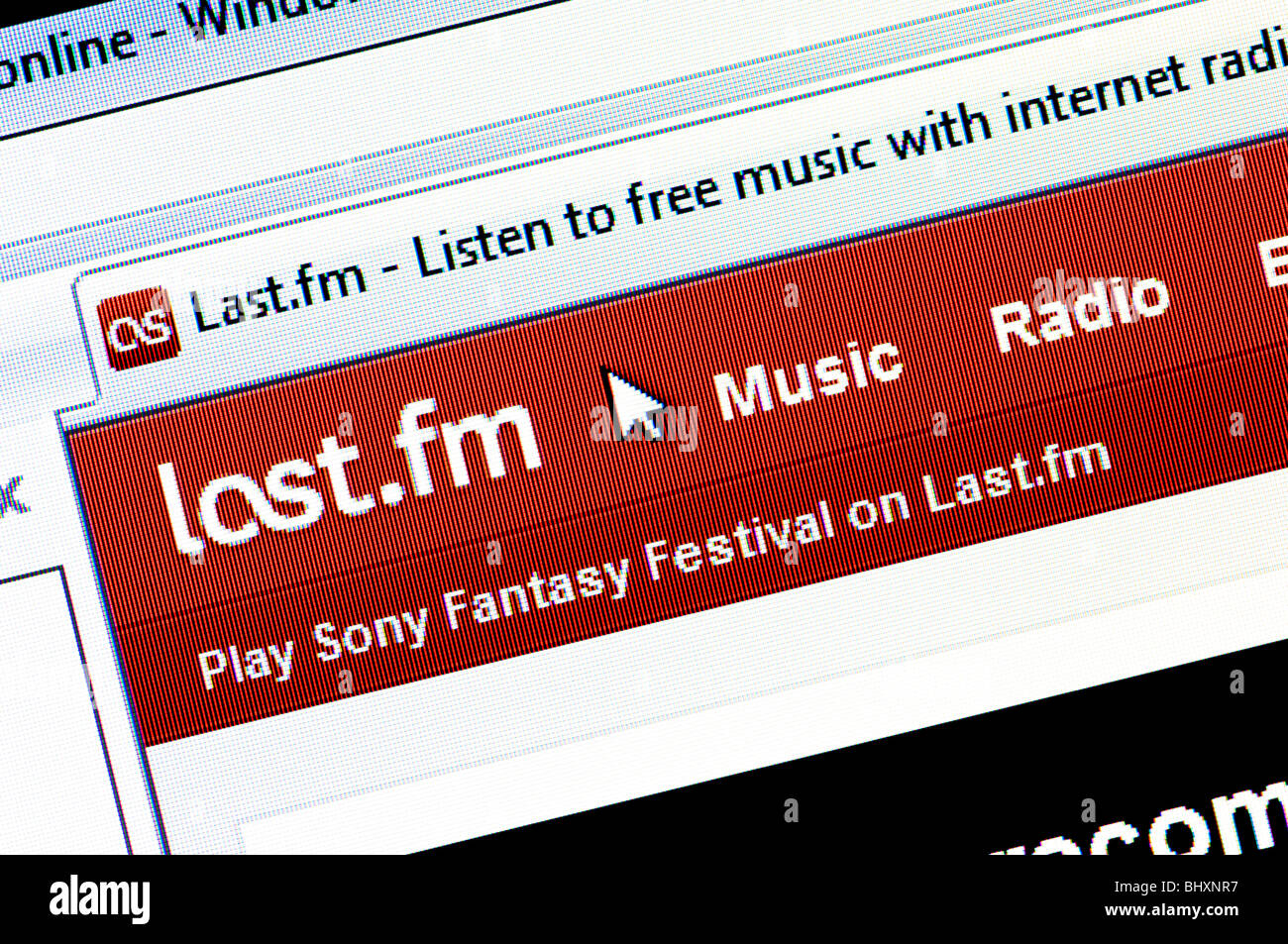 Macro screenshot of the Last.fm website - the internet music radio and social networking site. Editorial use only. Stock Photo