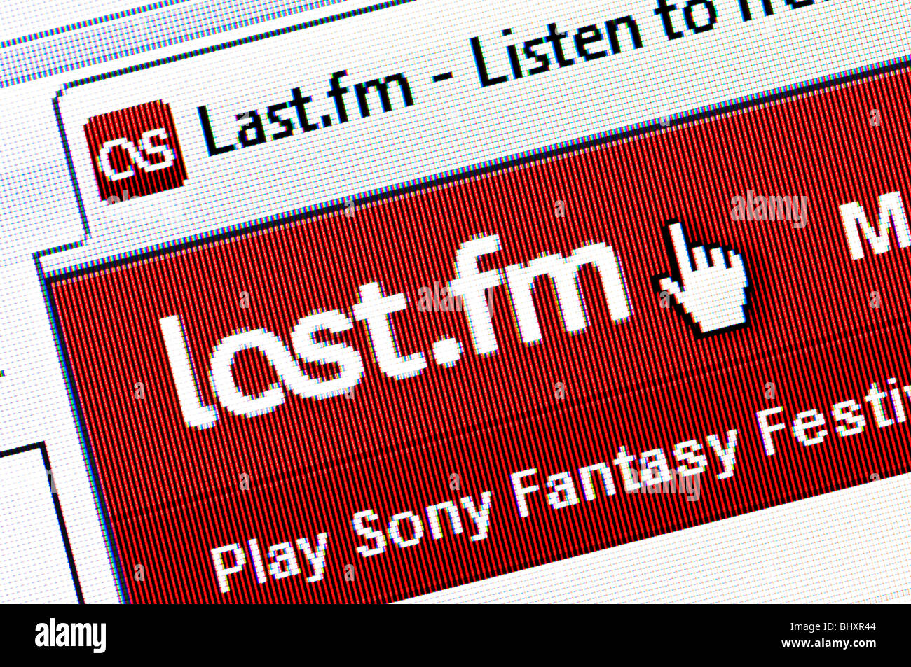 Macro screenshot of the Last.fm website - the internet music radio and social networking site. Editorial use only. Stock Photo