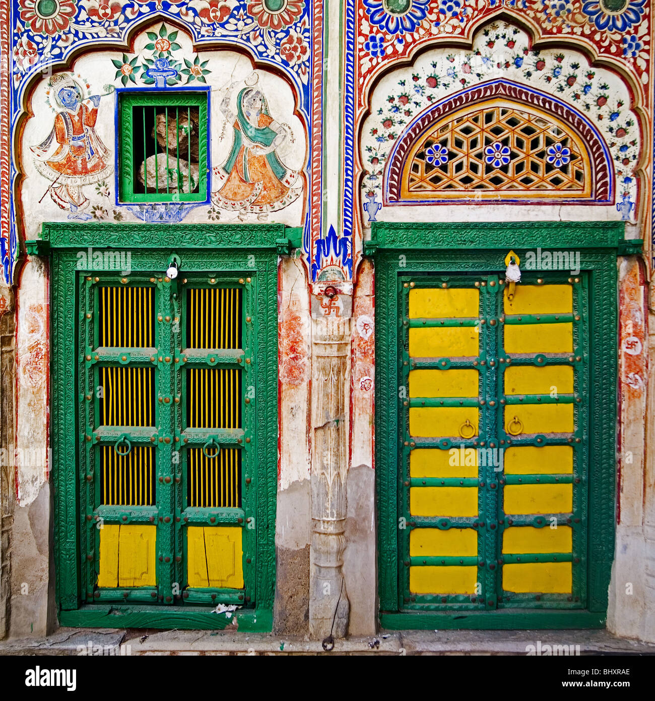 old palaces in Manesar, Mandawa, Rajasthan, North India, India Stock Photo