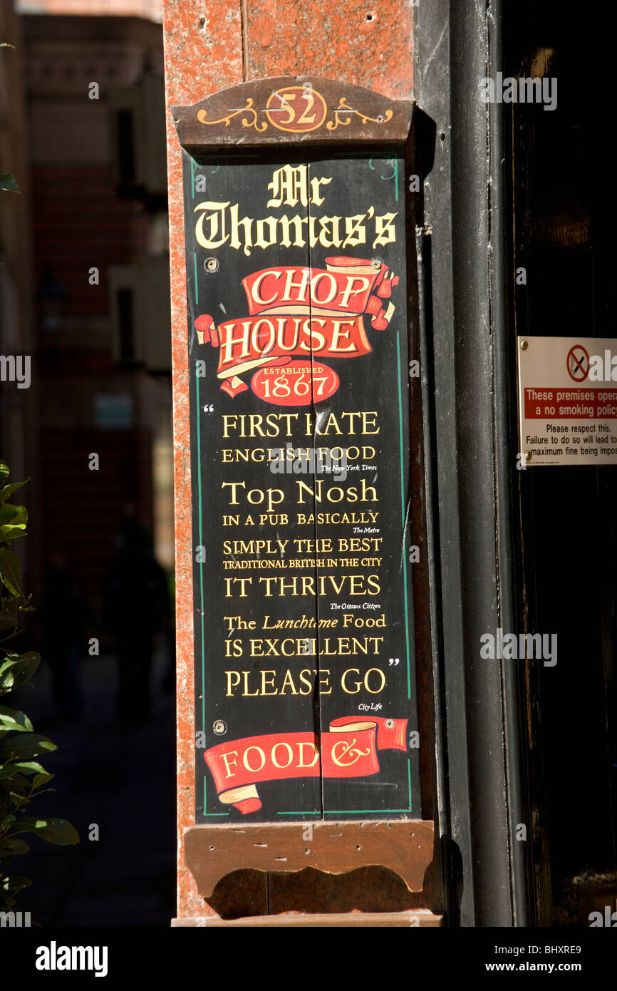 Mr Thomas's Chop House restaurant on Cross Street Manchester Stock Photo