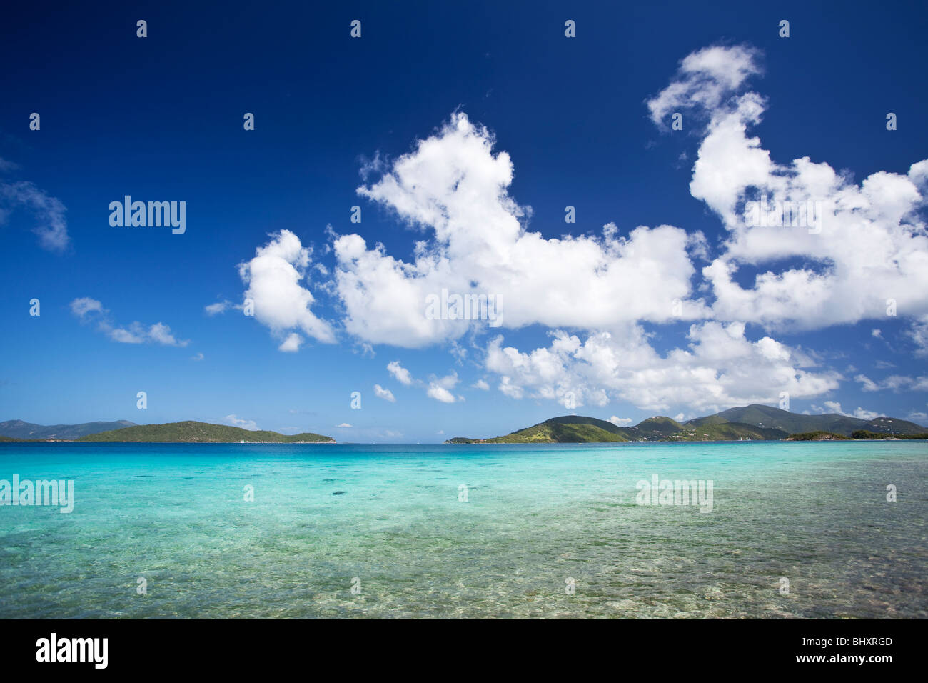 Shallow tropical bay in US Virgin Islands Stock Photo