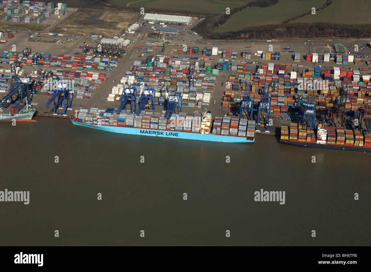 The Savannah Maersk in the Port of Felixstowe Stock Photo