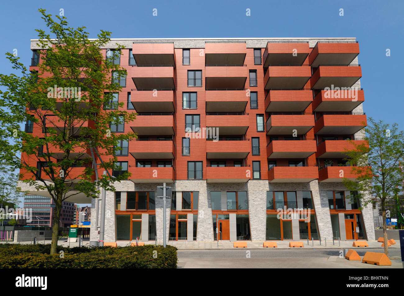 Modern residential building in the port city of Hamburg, Germany Stock ...