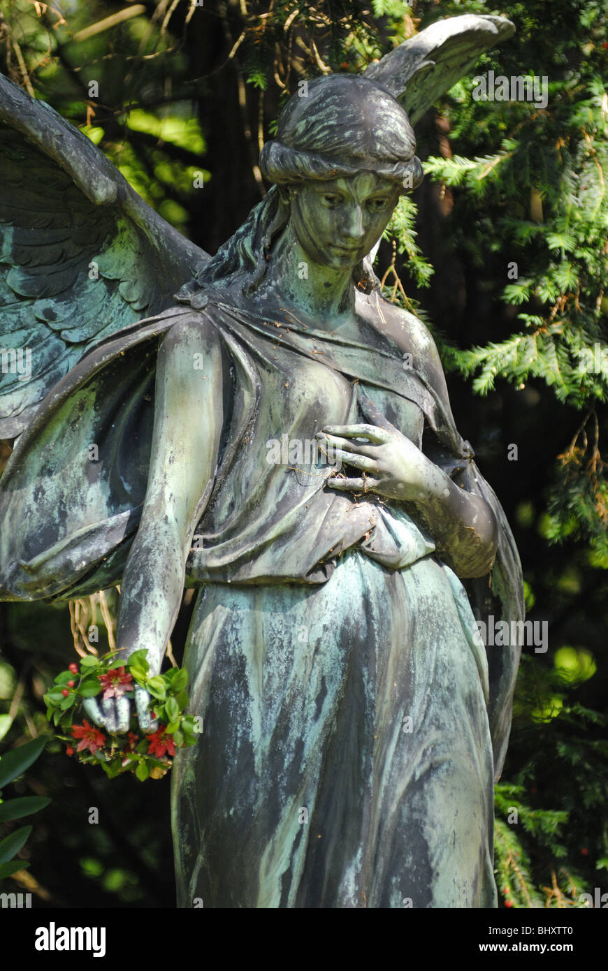 Historic Angel statue at the Ohlsdorf cemetery in Ohlsdorf, Hamburg, Germany, Europe Stock Photo