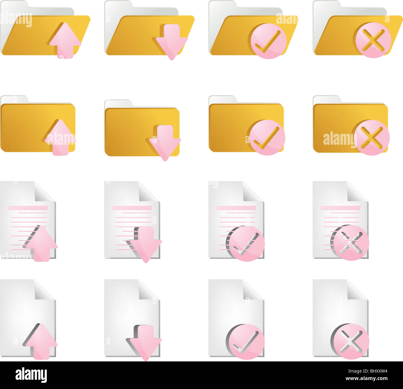 Document folder icon set, with different operations Stock Photo - Alamy