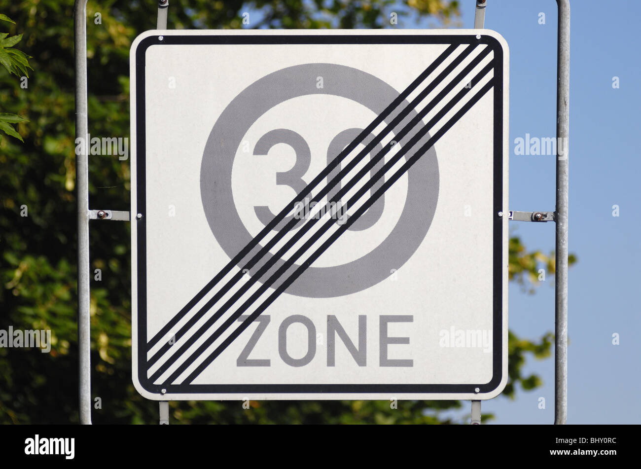 End of a 30 km/h zone Stock Photo Alamy