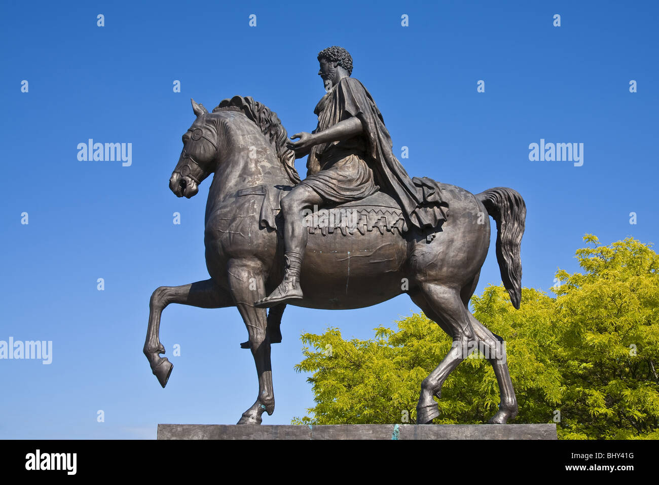 Marc Aurel cavalier statue, Tulln, Lower Austria, Austria, Europe Stock Photo