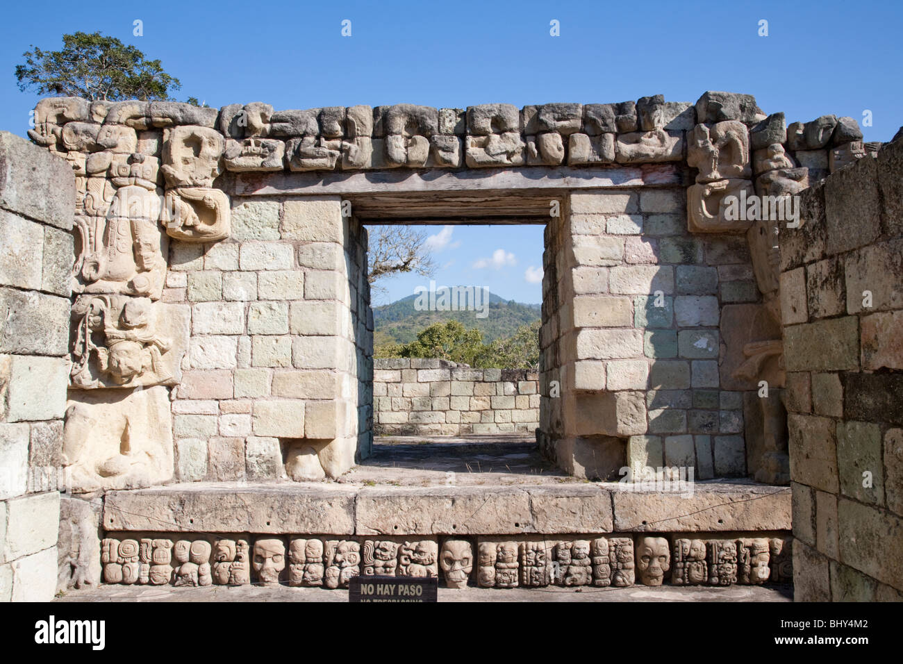 Templo 21, Temple 21, Copan Ruinas, Honduras Stock Photo