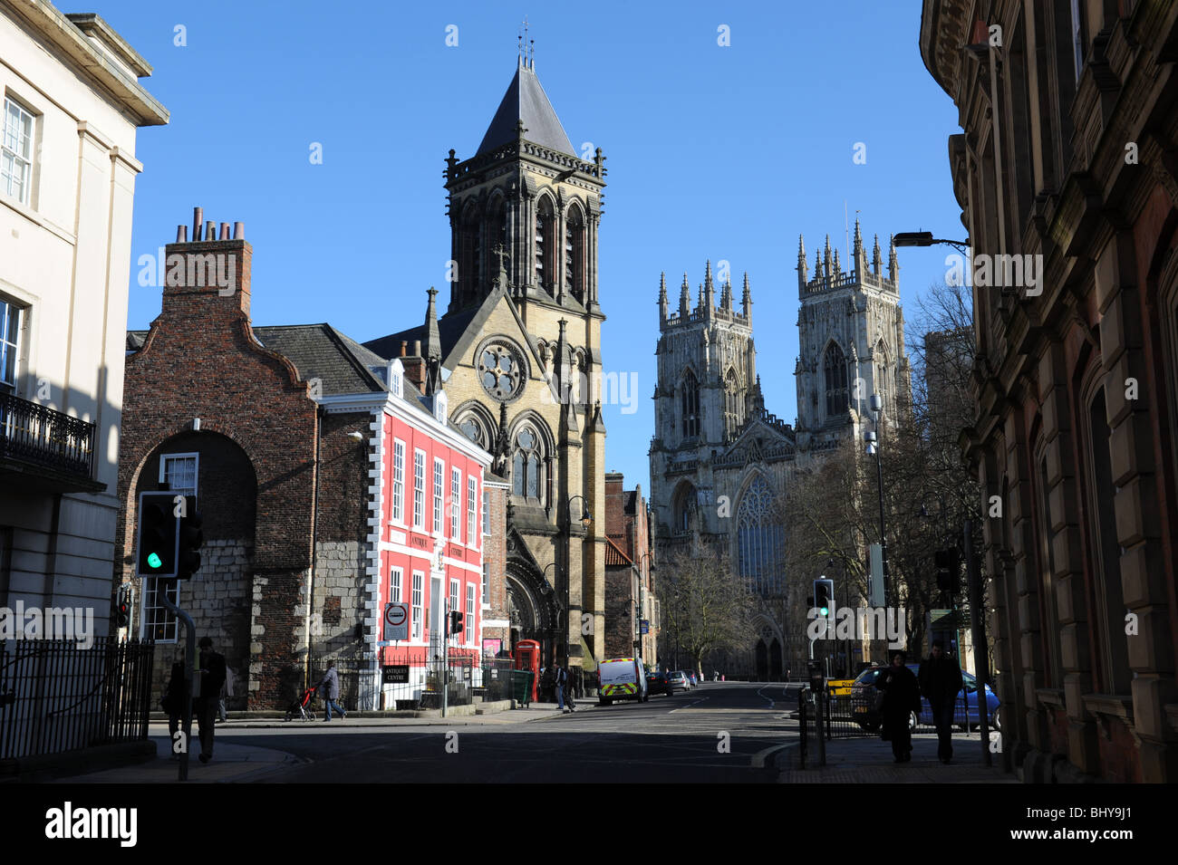 Duncombe Place with the Red House Antique Centre in City of York in North Yorkshire England Uk Stock Photo