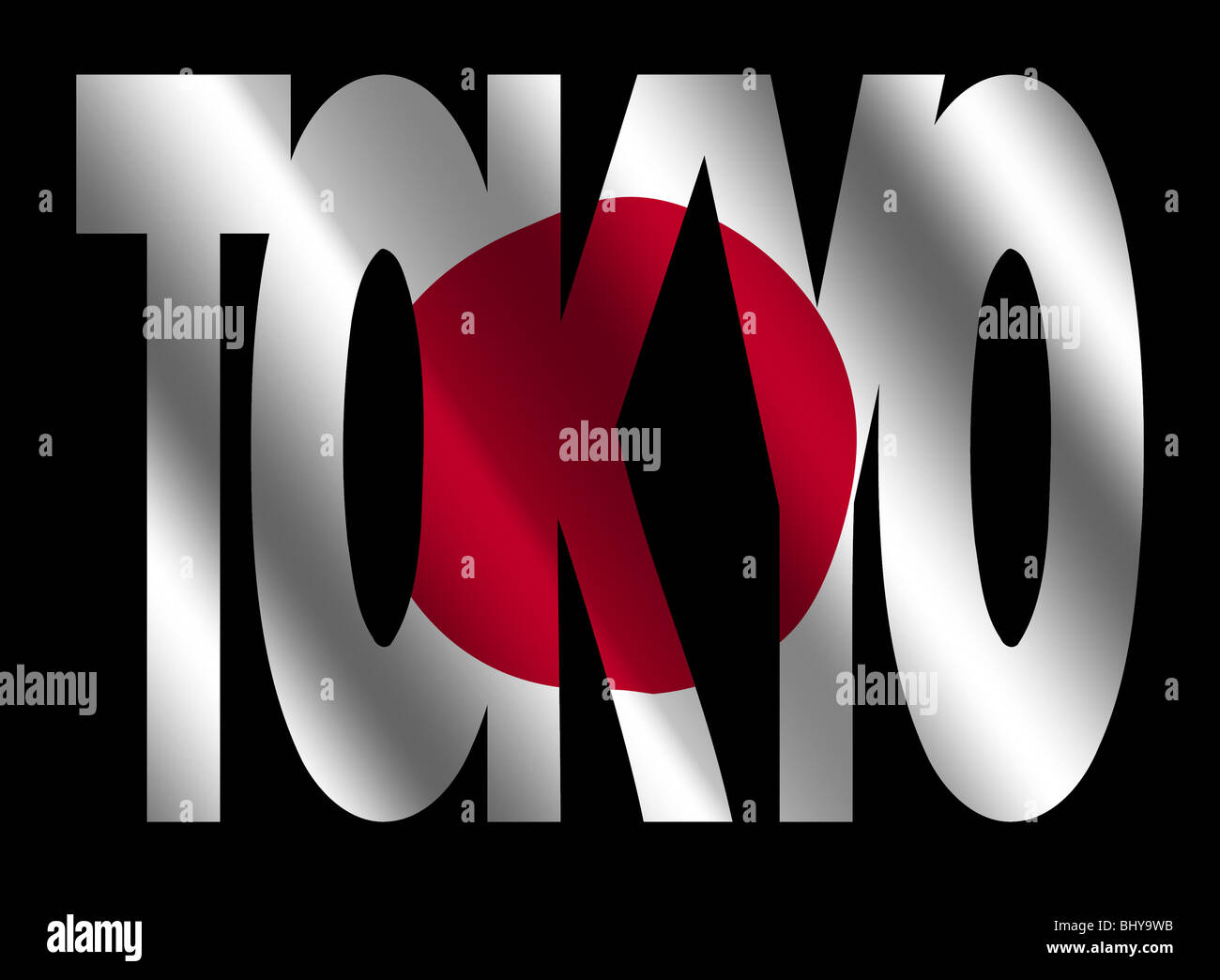 overlapping Tokyo text with rippled Japanese flag illustration Stock ...