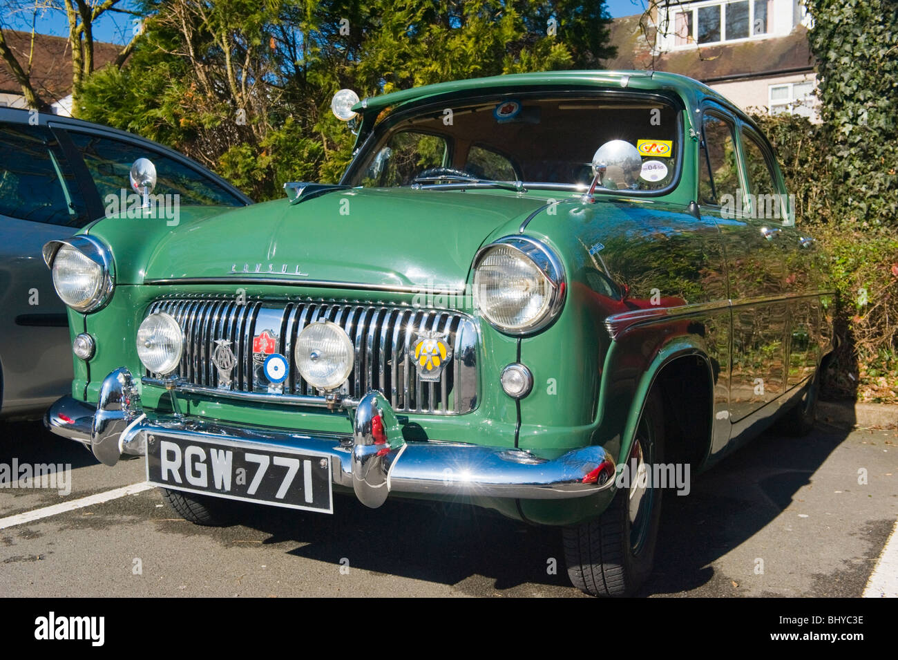 Pinner Middlesex , Green Ford Consul car Mk or Mark 1 1955 4 door
