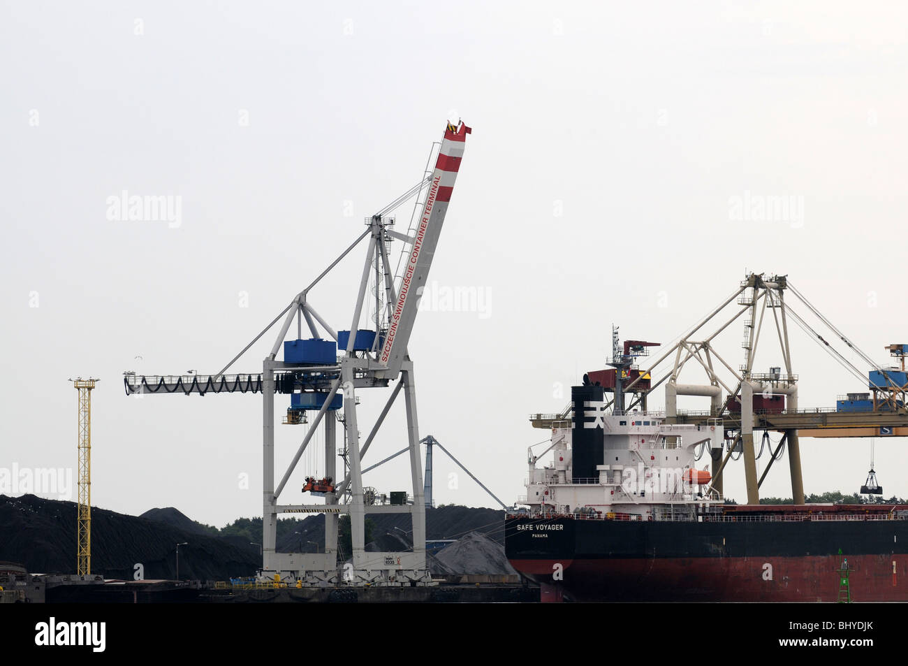 Cargo ship "Safe Voyager" (Panama flag) in Swinoujscie harbour, Poland