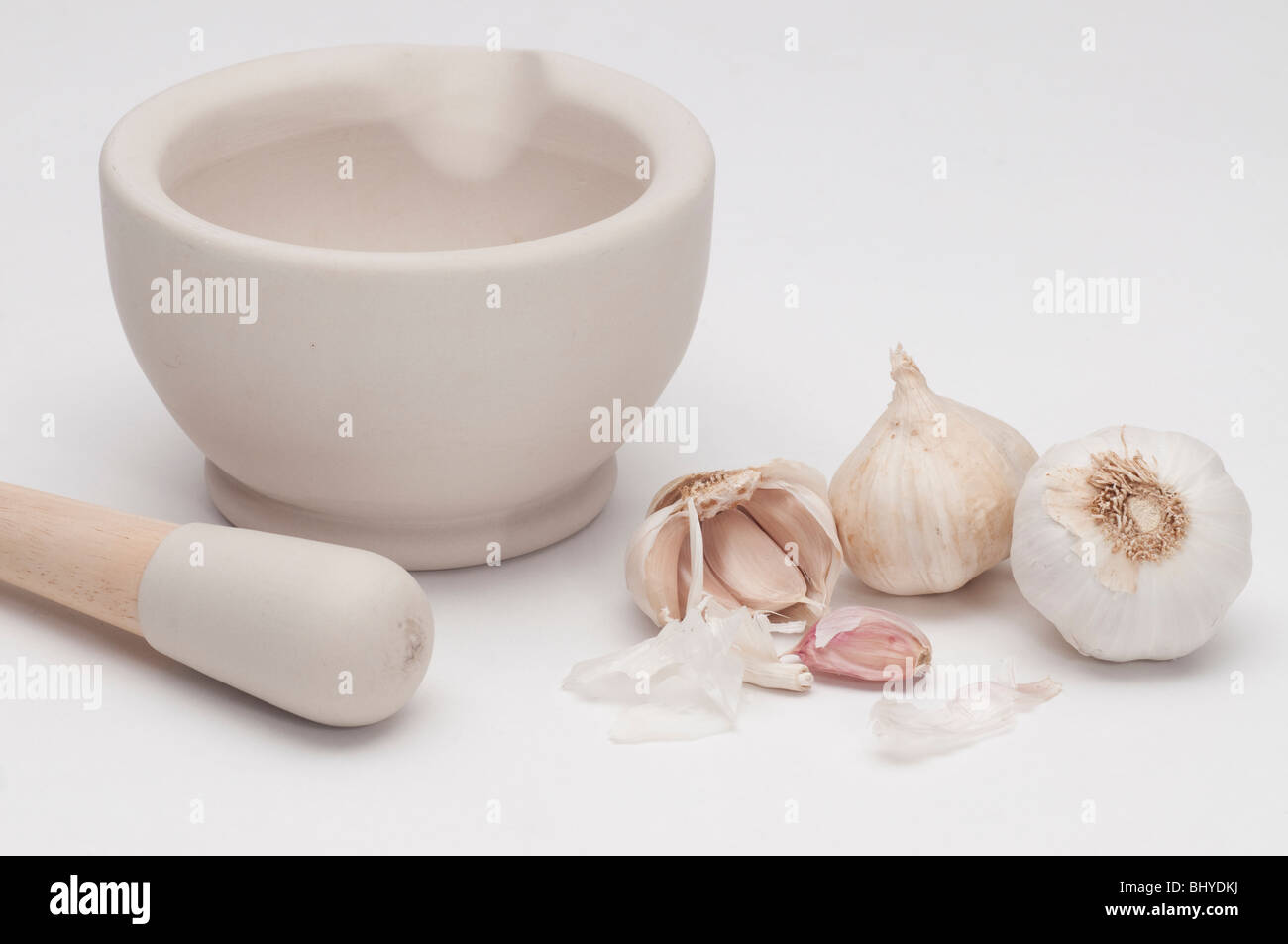 Mortar and Pestle with Garlic clove Stock Photo Alamy