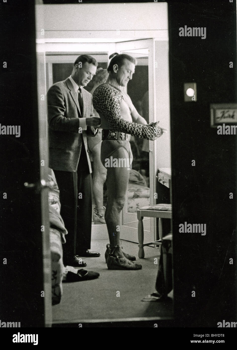 SPARTACUS - Kirk Douglas in his dressing room while shooting the 1960 U-I film Stock Photo