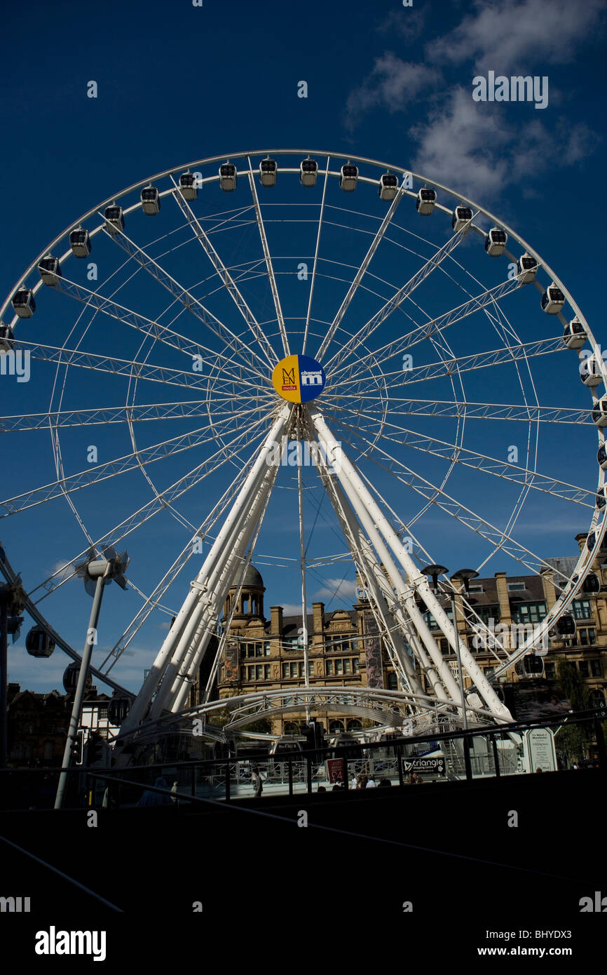 The Manchester Evening Wheel in Exchange Square Manchester Stock Photo