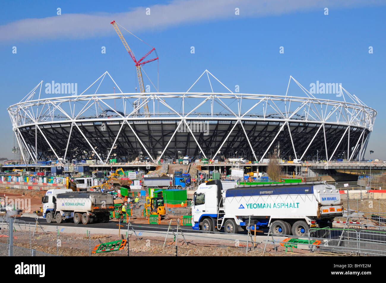 London 2012 Olympic Paralympic Games main sports stadium construction building site activity work in progress Stratford Newham East London England UK Stock Photo