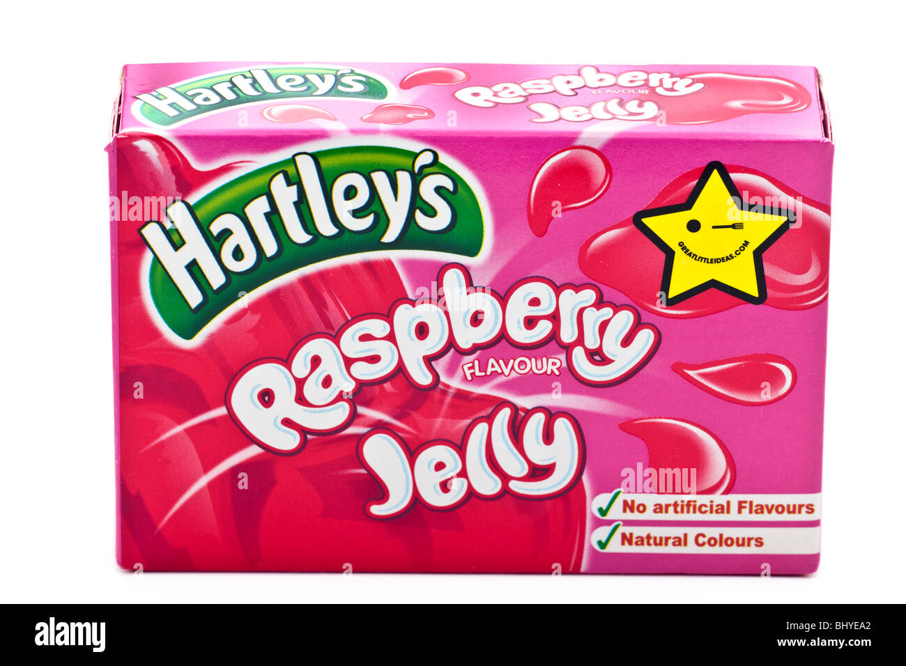 Pack of Hartleys Raspberry flavour jelly Stock Photo