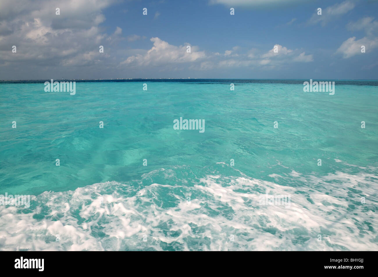 Caribbean blue turquoise sea water color from boat view Stock Photo - Alamy