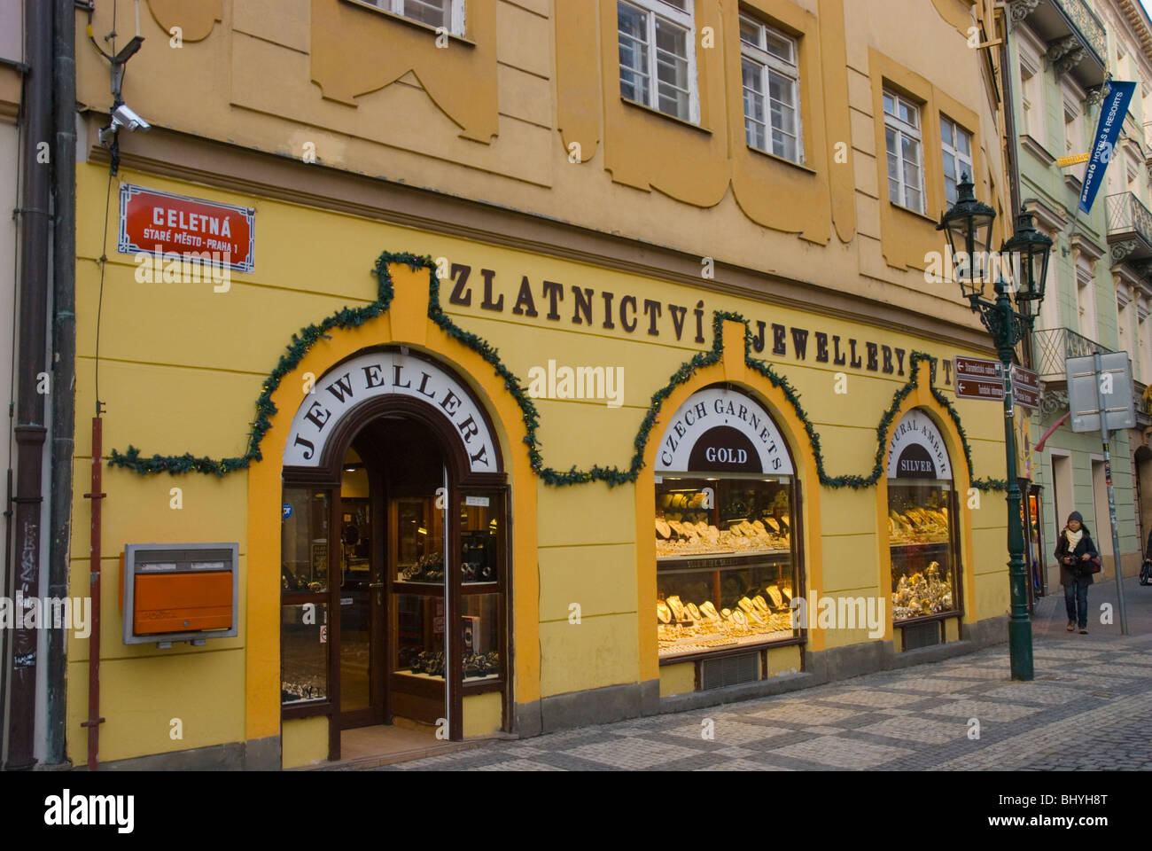 Jewellery shop Celetna street old town Prague Czech Republic Europe