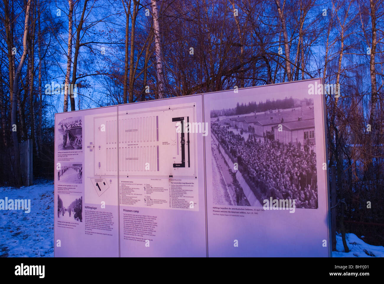 Sign Dachau concentration camp Munich Bavaria Germany Europe Stock Photo