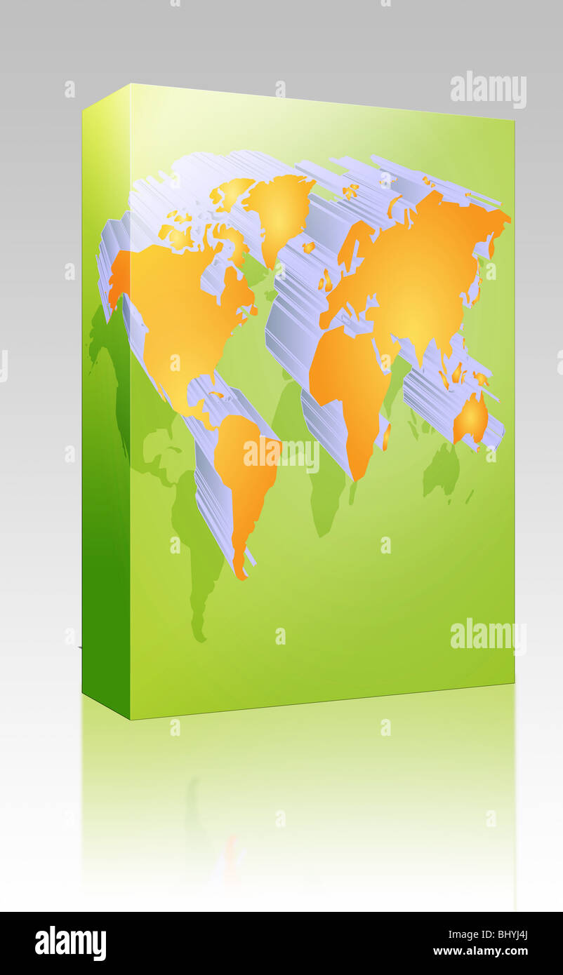 Software package box Map of the world illustration, 3d effect Stock ...