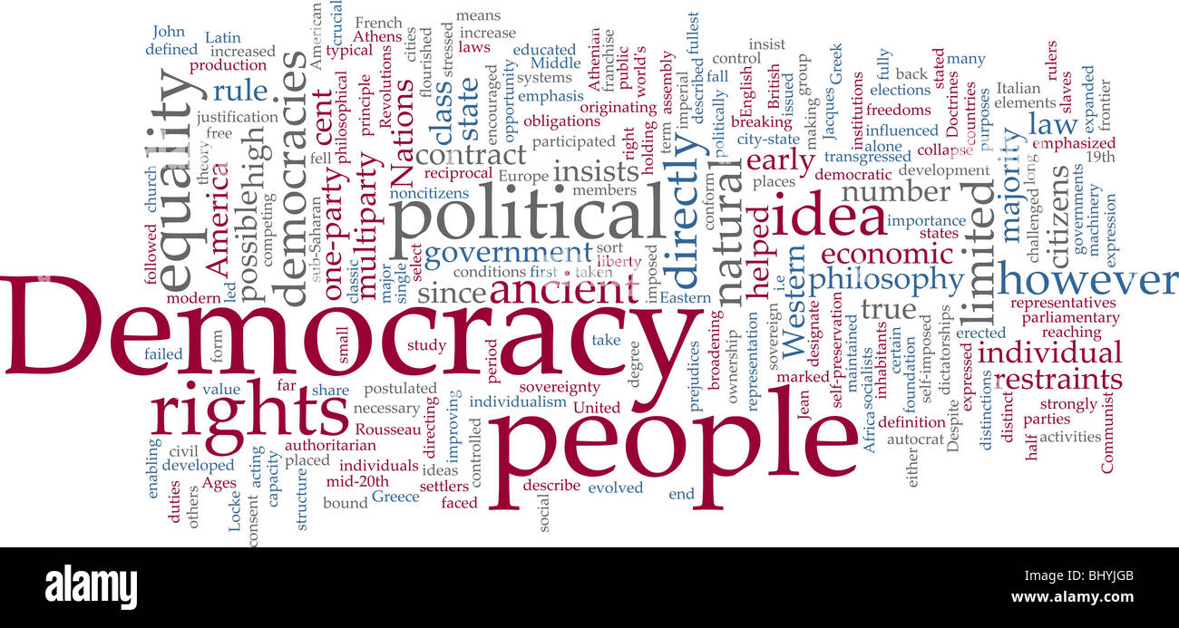 Word cloud concept illustration of democracy political Stock Photo - Alamy