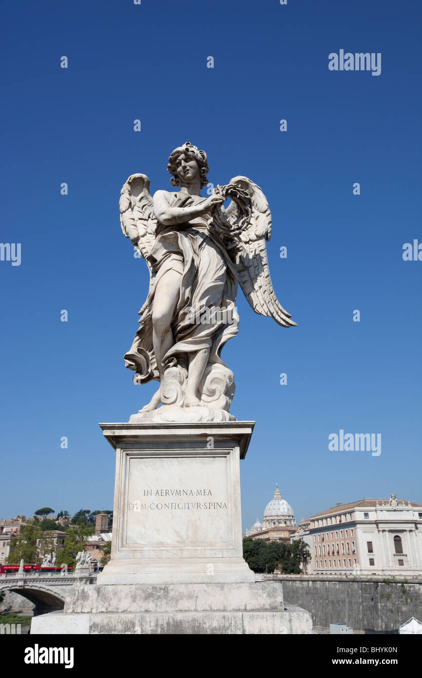 Angel figure with a crown of thorns Stock Photo