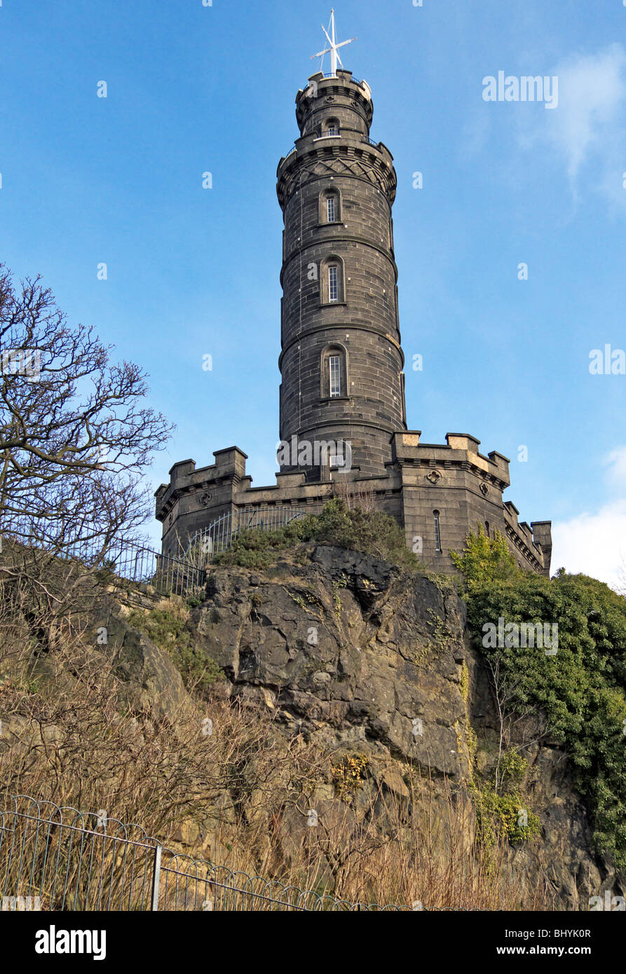 Lord Nelson's Monument on Calton Hill in Edinburgh Scotland Stock Photo