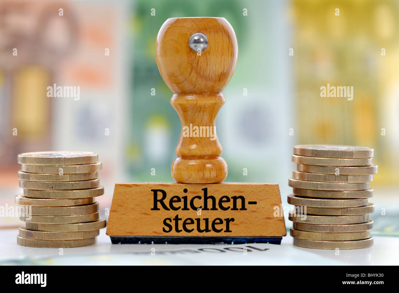 Stamp with the inscription wealth tax Stock Photo