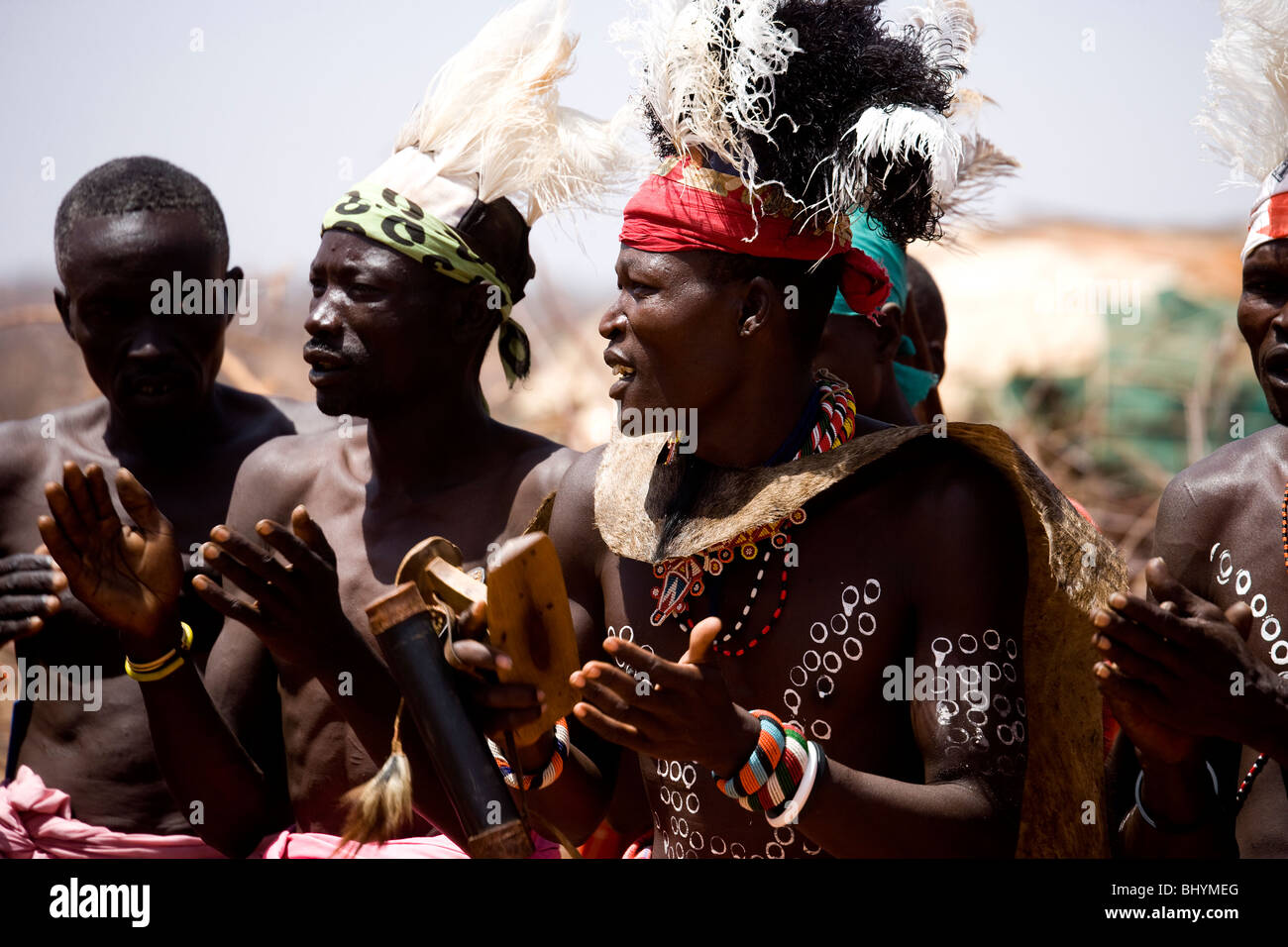 Local Samburu Tribe performing traditional dance, Kenya, East Africa Stock Photo