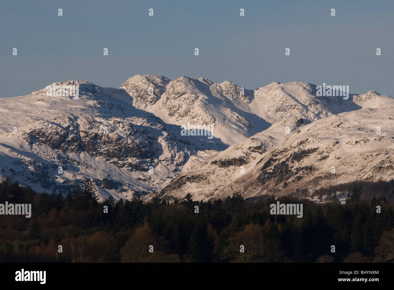 Crinkle Crags in the Jan 2010 snow. Lake District National Park, UK Stock Photo