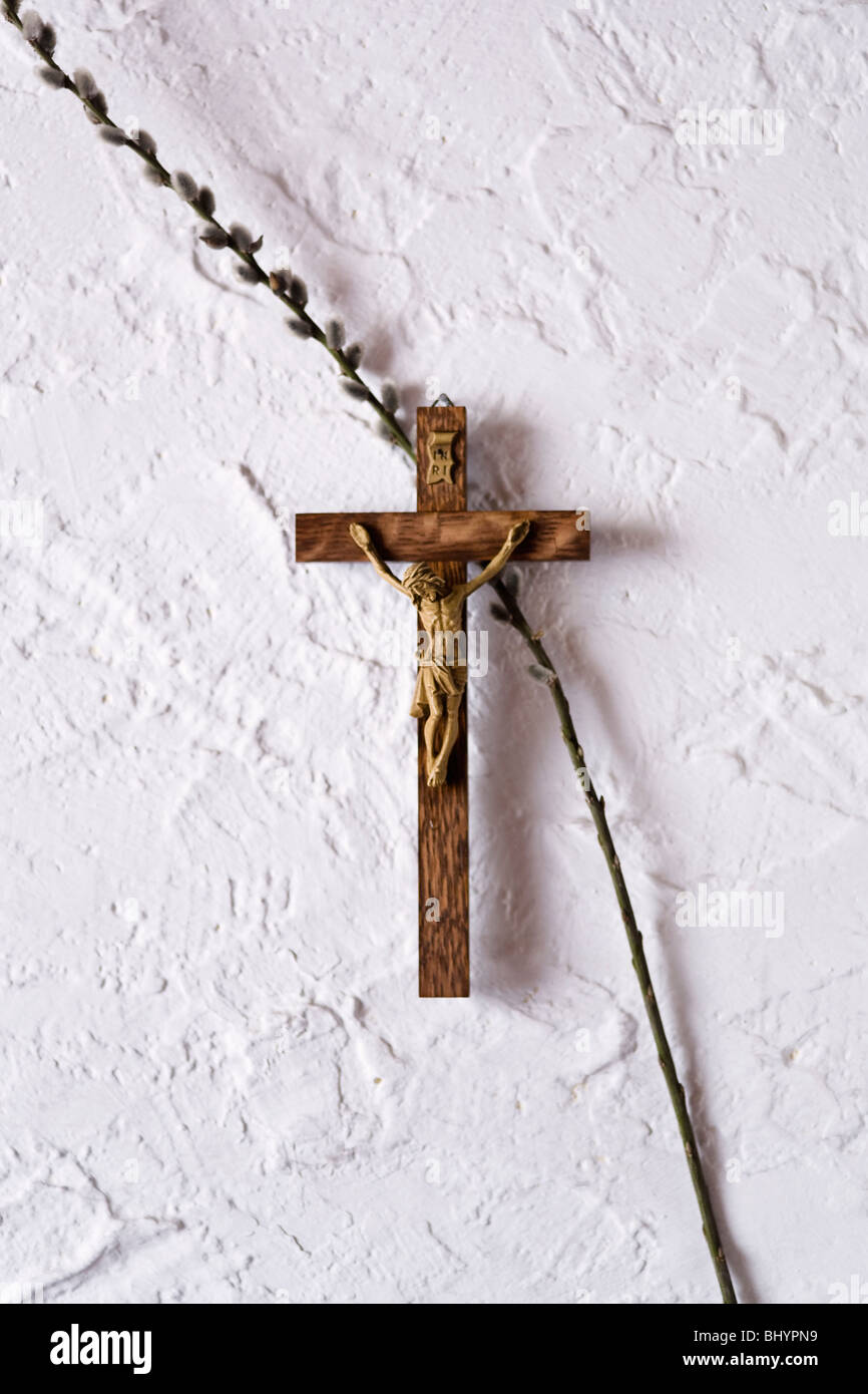 catkin on a crucifix Stock Photo