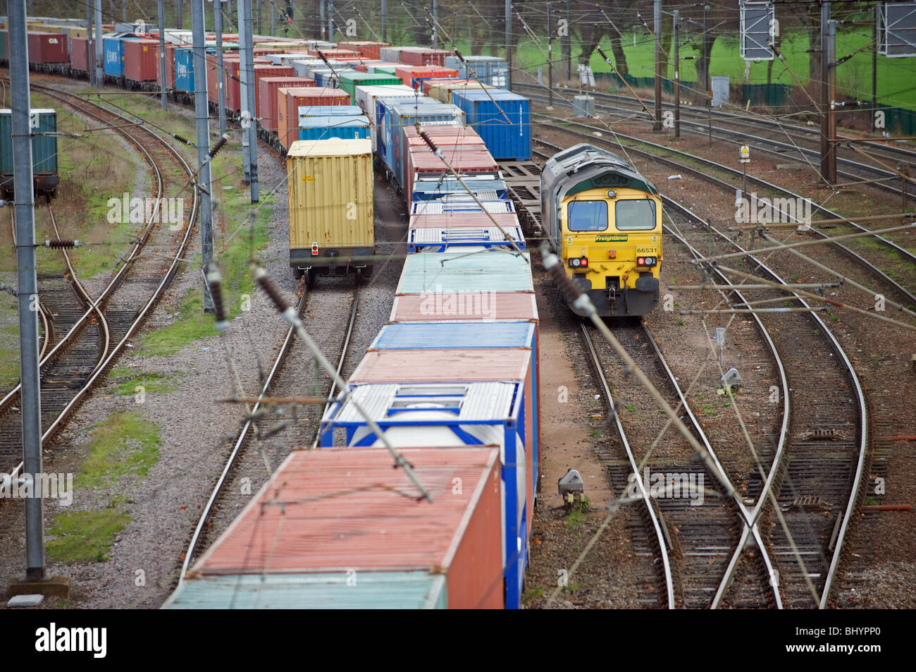 Goods train, UK. Stock Photo