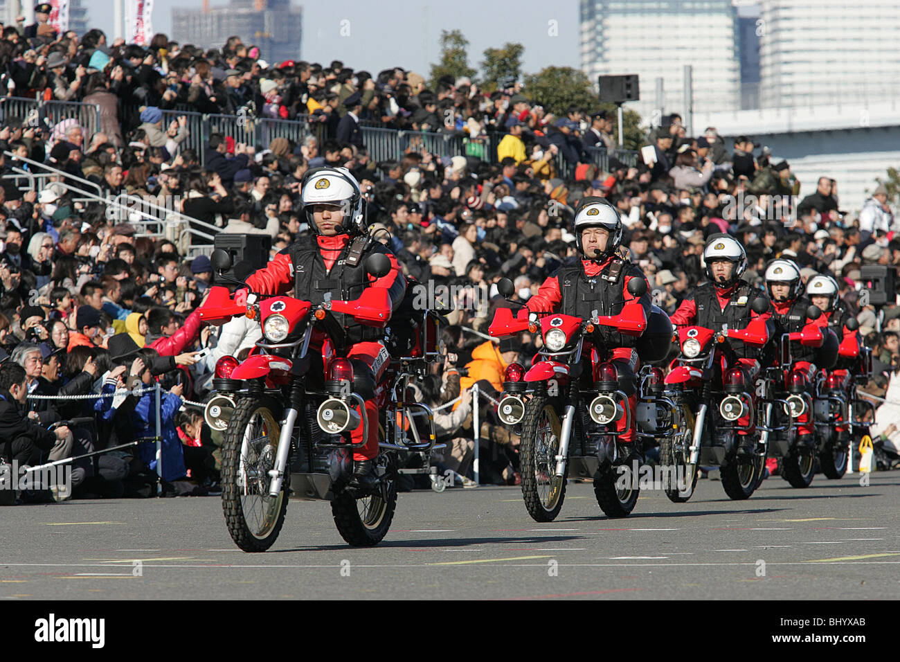 Tokyo (Japan) on 2010/01/06 : Parade of Firemen in Tokyo Stock Photo