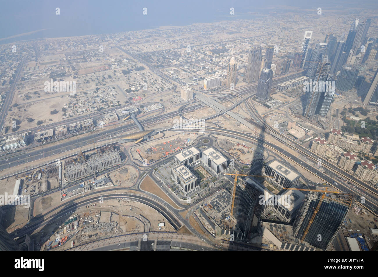 Aerial view from Burj Khalifa, Dubai United Arab Emirates Stock Photo