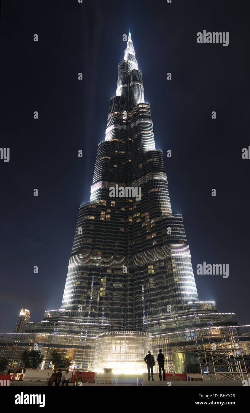 Burj Khalifa illuminated at night. Dubai, United Arab Emirates Stock Photo