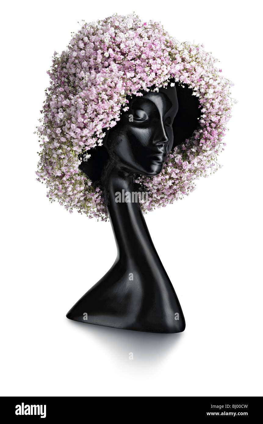 beautiful flower arrangements flower hats Stock Photo