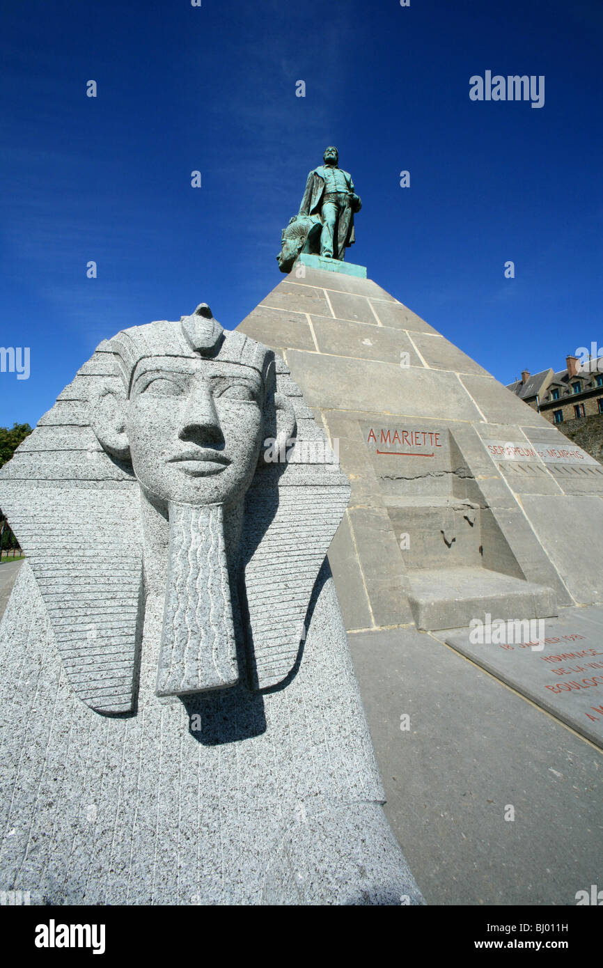 Boulogne-sur-Mer (62) : Statue of Auguste-Edouard Mariette Stock Photo