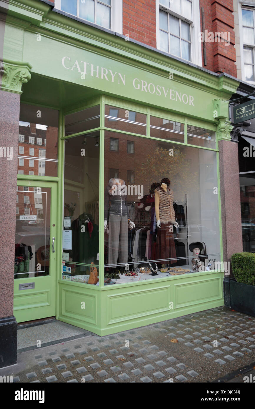 The shop front of the Cathryn Grosvenor shop, Elystan Street, London, UK. Stock Photo