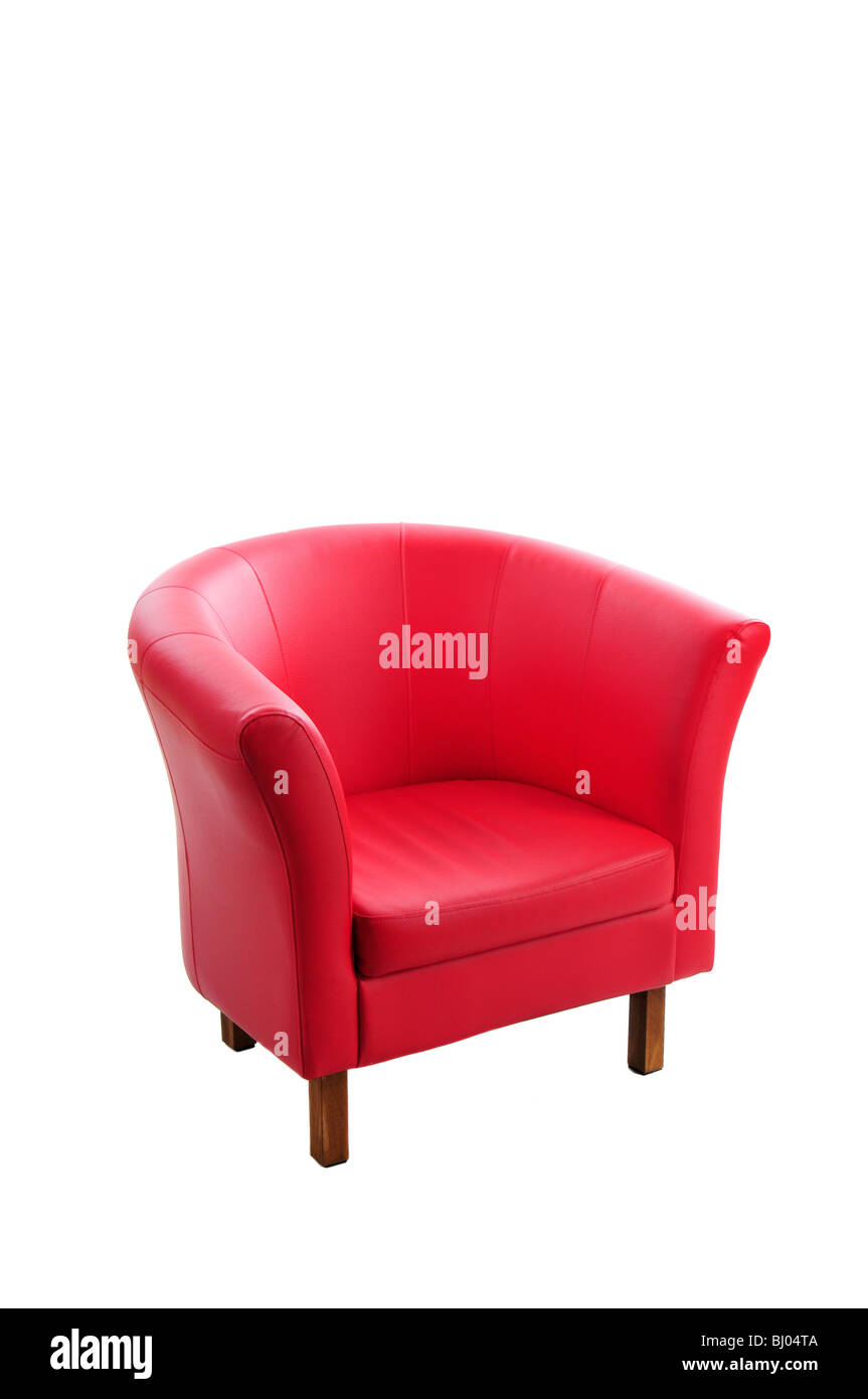 Red armchair isolated on the white background. Stock Photo