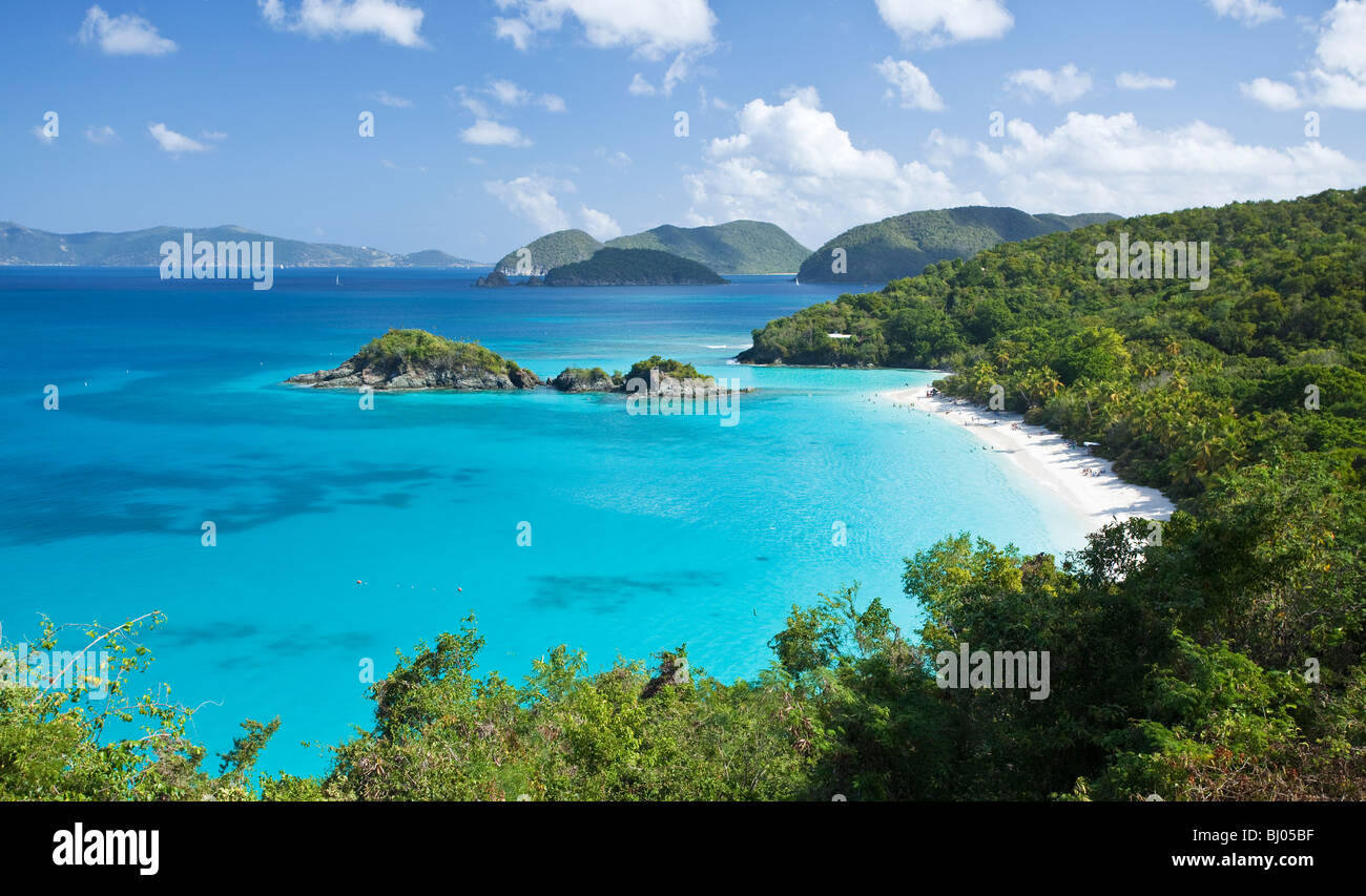 View of Trunk Bay in US Virgin Islands Stock Photo